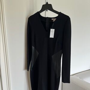 Banana Republic Black V-Neck Long Sleeve Sheath Dress